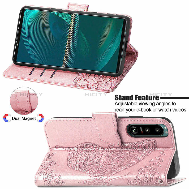 Handytasche Stand Schutzhülle Flip Leder Hülle Schmetterling für Sony Xperia 5 IV