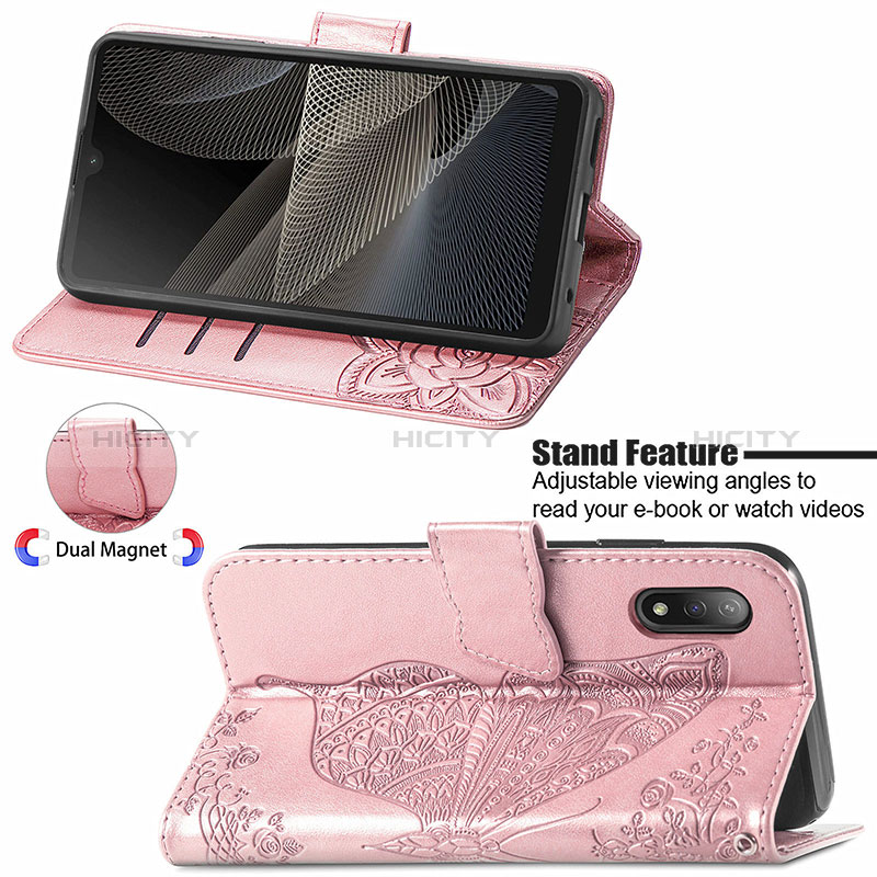 Handytasche Stand Schutzhülle Flip Leder Hülle Schmetterling für Sony Xperia Ace II groß