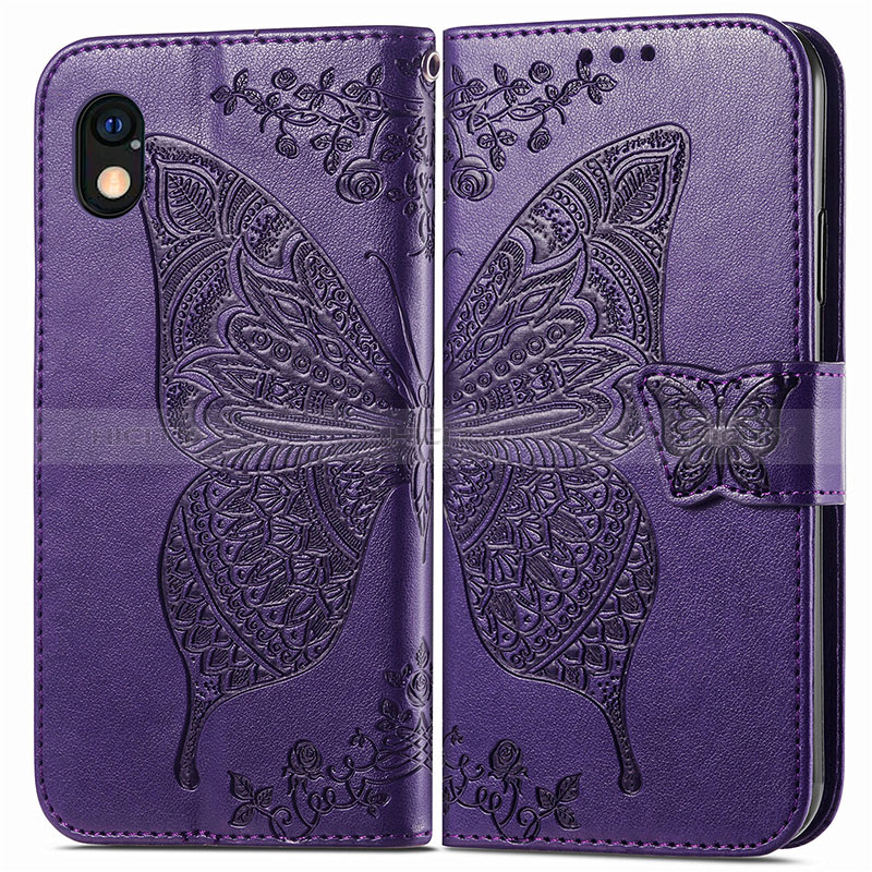 Handytasche Stand Schutzhülle Flip Leder Hülle Schmetterling für Sony Xperia Ace III Violett