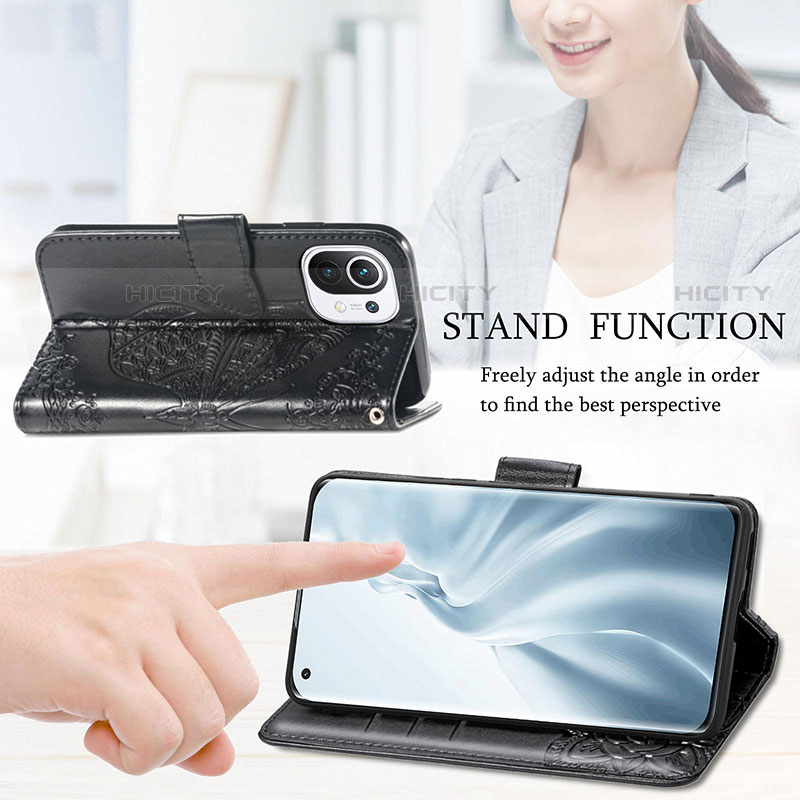 Handytasche Stand Schutzhülle Flip Leder Hülle Schmetterling für Xiaomi Mi 11 5G