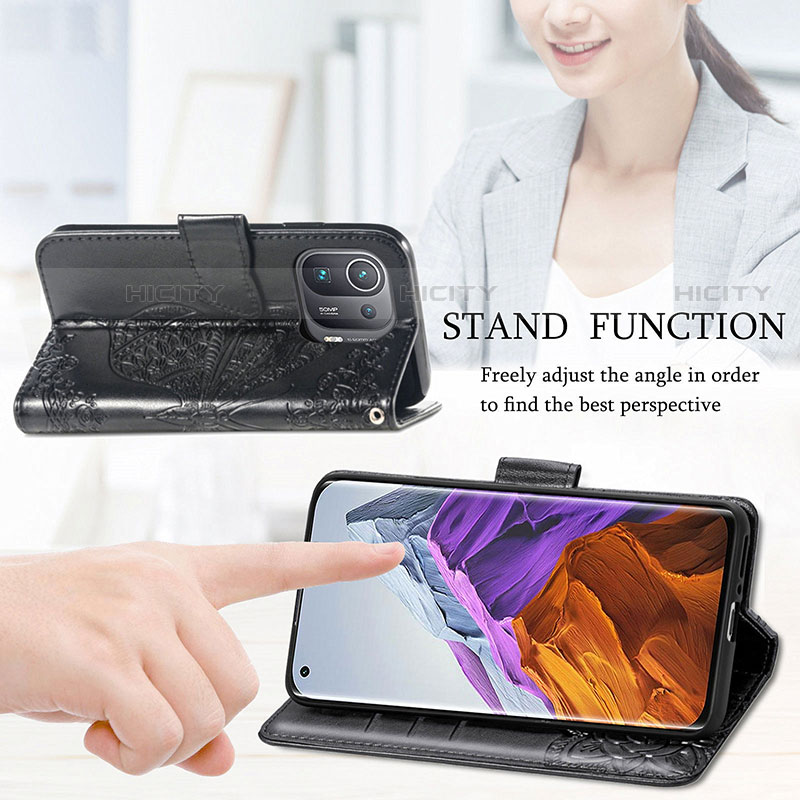 Handytasche Stand Schutzhülle Flip Leder Hülle Schmetterling für Xiaomi Mi 11 Pro 5G groß