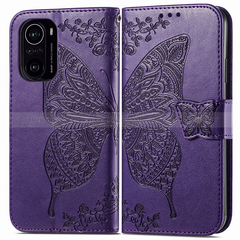 Handytasche Stand Schutzhülle Flip Leder Hülle Schmetterling für Xiaomi Mi 11i 5G Violett