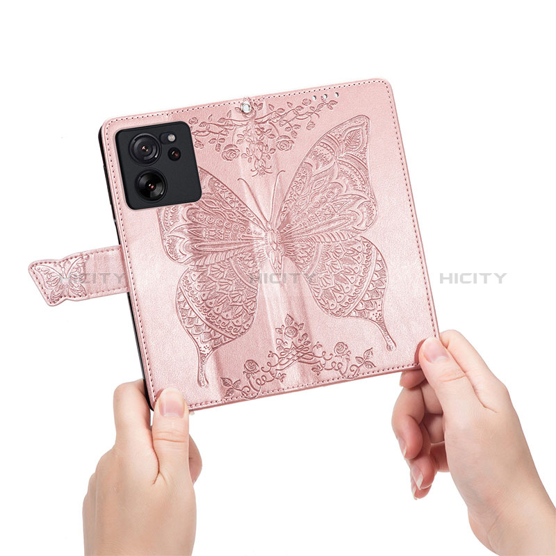 Handytasche Stand Schutzhülle Flip Leder Hülle Schmetterling für Xiaomi Mi 13T 5G groß