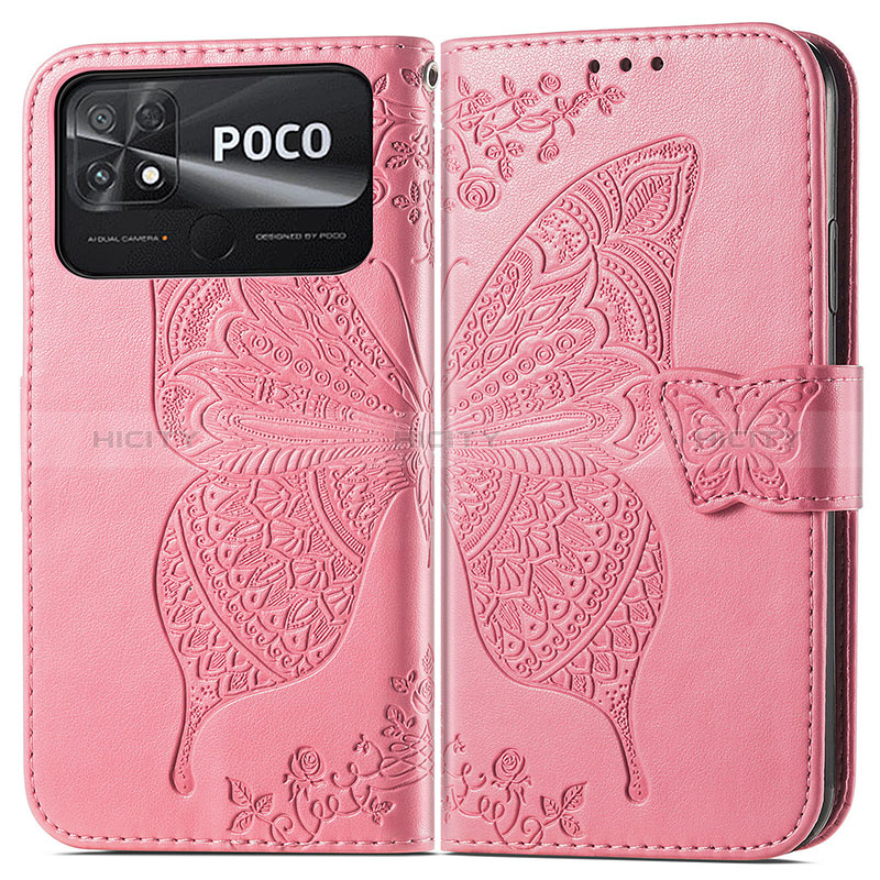 Handytasche Stand Schutzhülle Flip Leder Hülle Schmetterling für Xiaomi Poco C40