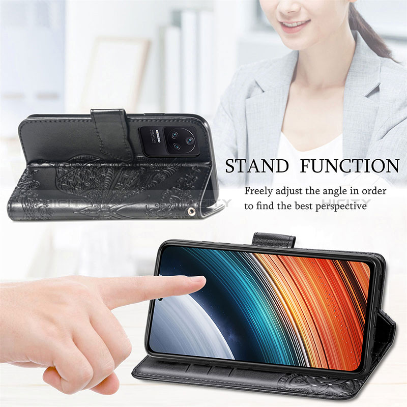 Handytasche Stand Schutzhülle Flip Leder Hülle Schmetterling für Xiaomi Poco F4 5G groß