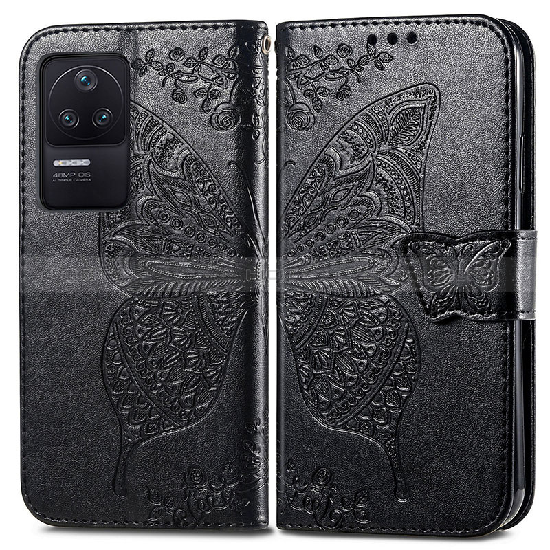 Handytasche Stand Schutzhülle Flip Leder Hülle Schmetterling für Xiaomi Poco F4 5G