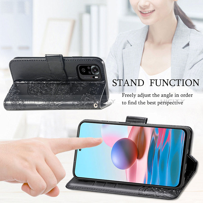 Handytasche Stand Schutzhülle Flip Leder Hülle Schmetterling für Xiaomi Poco M5S