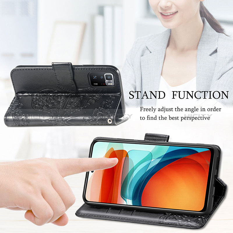 Handytasche Stand Schutzhülle Flip Leder Hülle Schmetterling für Xiaomi Poco X3 GT 5G