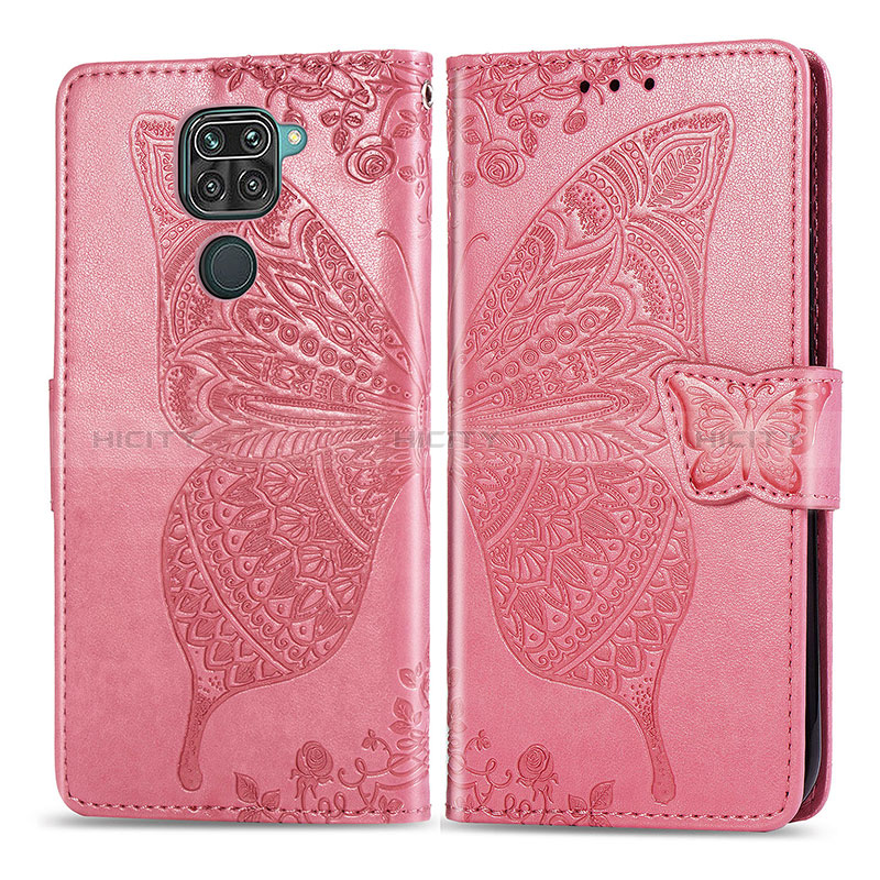 Handytasche Stand Schutzhülle Flip Leder Hülle Schmetterling für Xiaomi Redmi 10X 4G Pink Plus