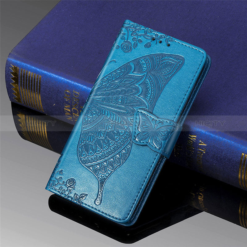 Handytasche Stand Schutzhülle Flip Leder Hülle Schmetterling für Xiaomi Redmi 9 Blau