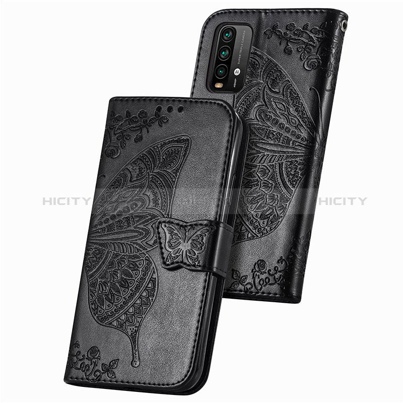 Handytasche Stand Schutzhülle Flip Leder Hülle Schmetterling für Xiaomi Redmi 9 Power groß