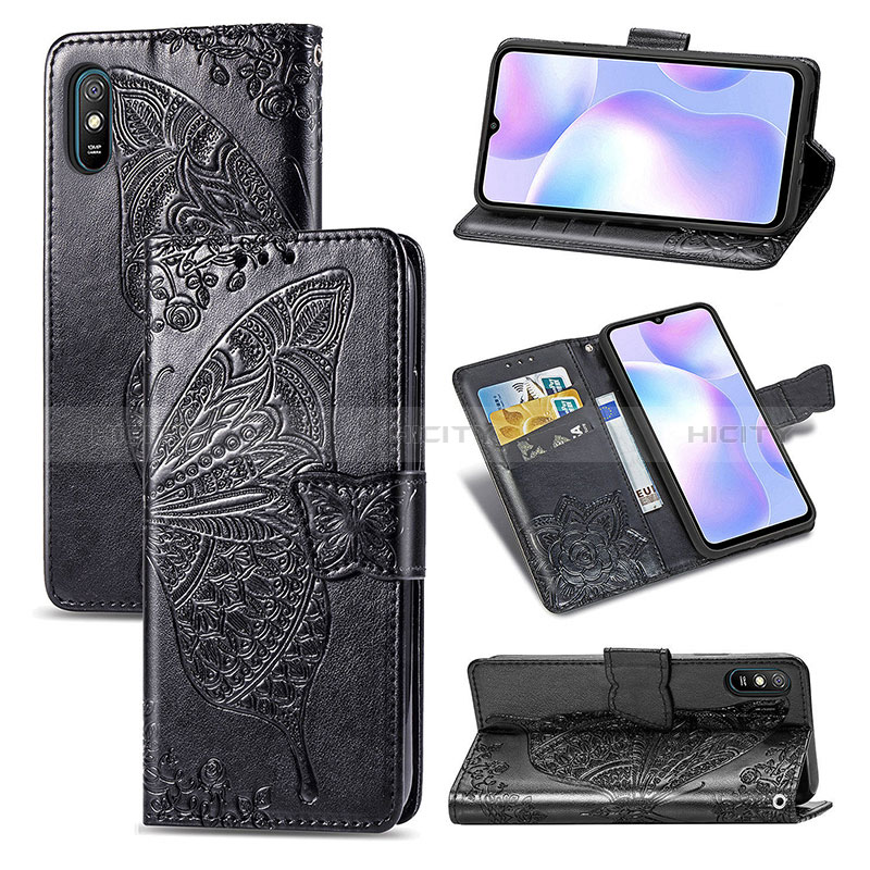 Handytasche Stand Schutzhülle Flip Leder Hülle Schmetterling für Xiaomi Redmi 9AT