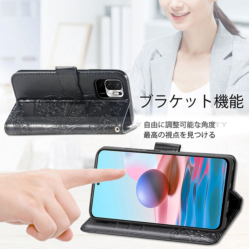 Handytasche Stand Schutzhülle Flip Leder Hülle Schmetterling für Xiaomi Redmi Note 10 JE 5G