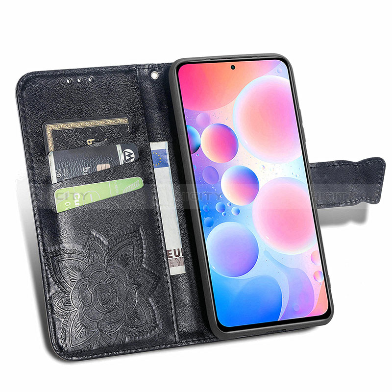 Handytasche Stand Schutzhülle Flip Leder Hülle Schmetterling für Xiaomi Redmi Note 10 Pro 4G groß