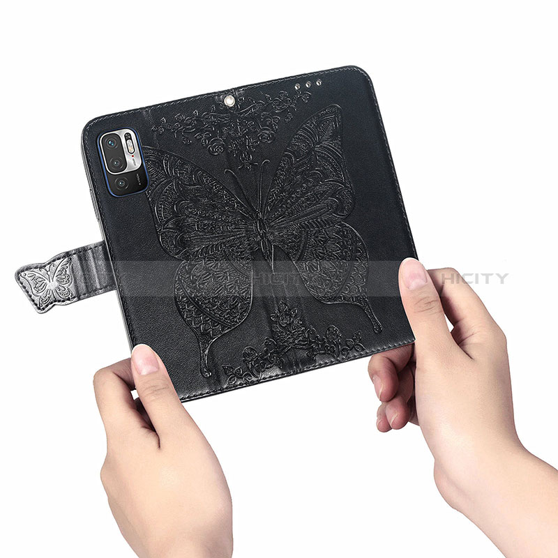 Handytasche Stand Schutzhülle Flip Leder Hülle Schmetterling für Xiaomi Redmi Note 10T 5G groß