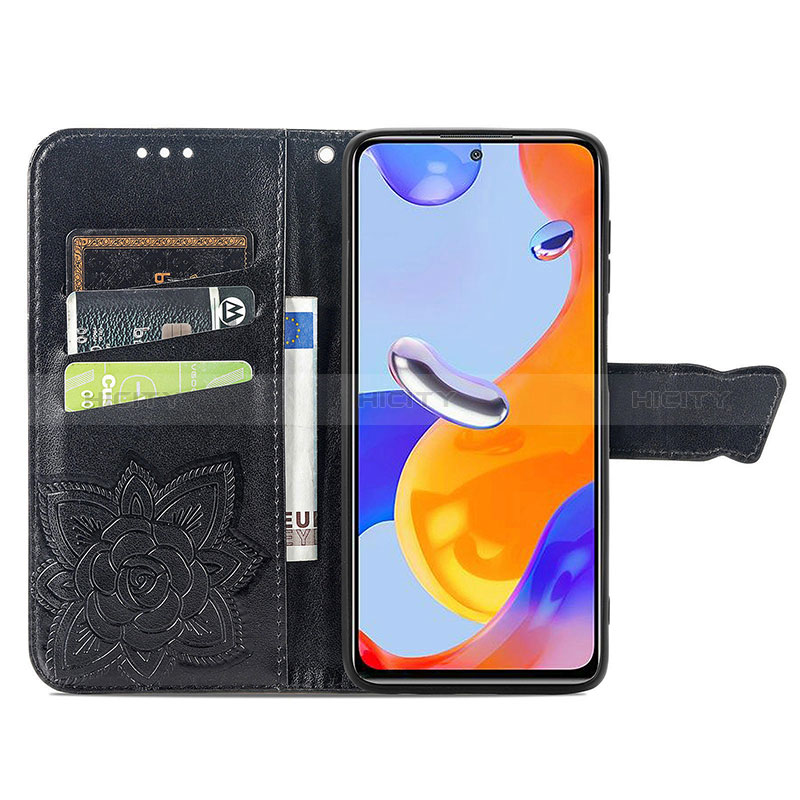 Handytasche Stand Schutzhülle Flip Leder Hülle Schmetterling für Xiaomi Redmi Note 11 Pro 4G