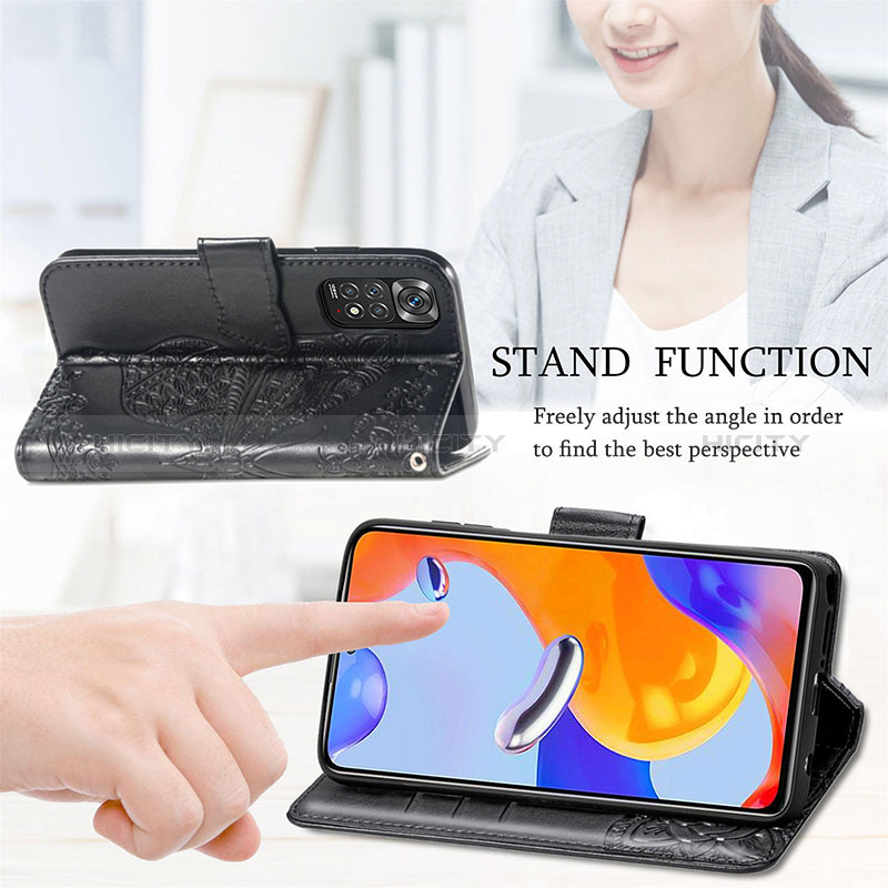 Handytasche Stand Schutzhülle Flip Leder Hülle Schmetterling für Xiaomi Redmi Note 11 Pro 4G