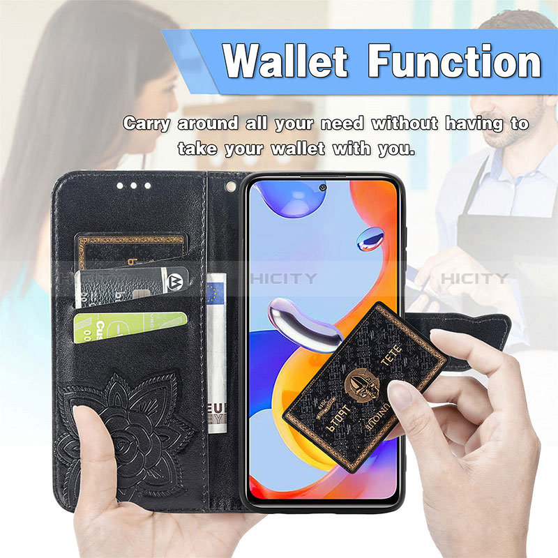 Handytasche Stand Schutzhülle Flip Leder Hülle Schmetterling für Xiaomi Redmi Note 11 Pro 5G groß