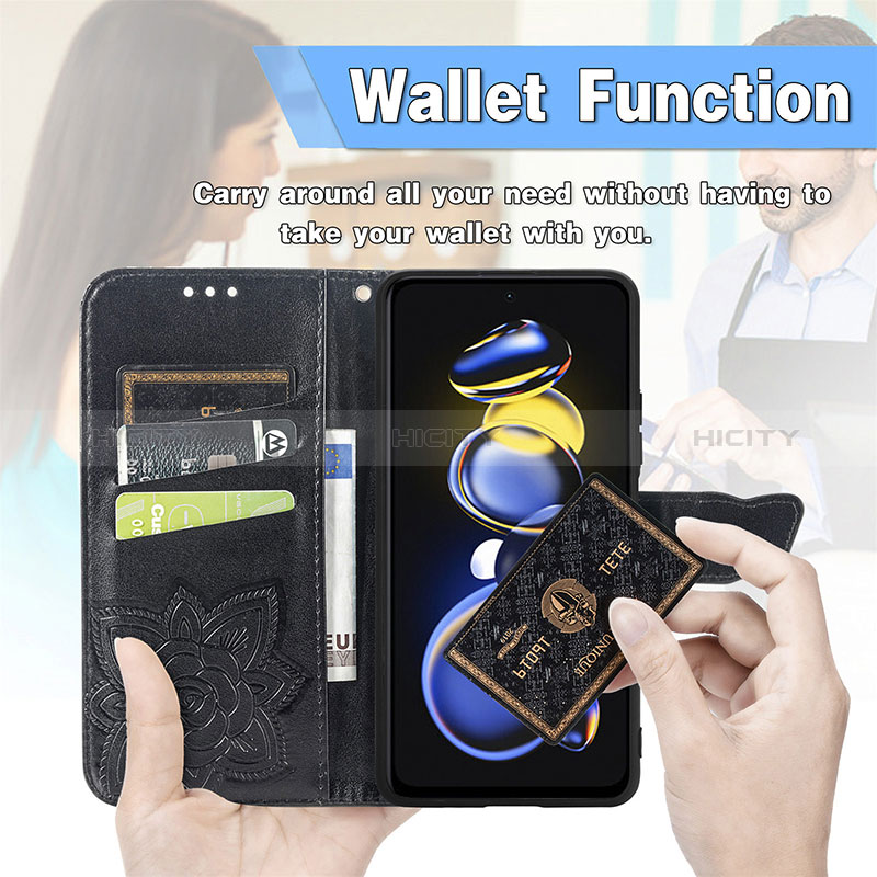 Handytasche Stand Schutzhülle Flip Leder Hülle Schmetterling für Xiaomi Redmi Note 11T Pro+ Plus 5G groß