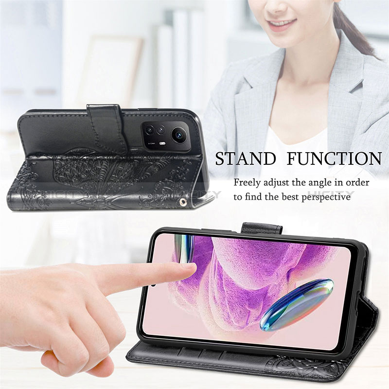 Handytasche Stand Schutzhülle Flip Leder Hülle Schmetterling für Xiaomi Redmi Note 12S