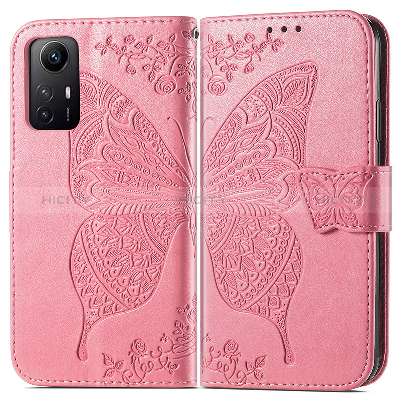 Handytasche Stand Schutzhülle Flip Leder Hülle Schmetterling für Xiaomi Redmi Note 12S Pink