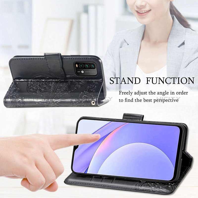 Handytasche Stand Schutzhülle Flip Leder Hülle Schmetterling für Xiaomi Redmi Note 9 4G