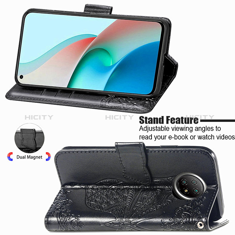 Handytasche Stand Schutzhülle Flip Leder Hülle Schmetterling für Xiaomi Redmi Note 9 5G