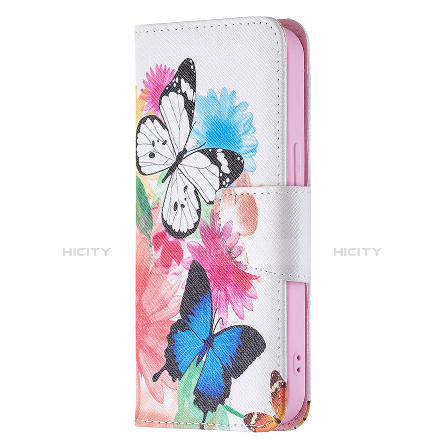 Handytasche Stand Schutzhülle Flip Leder Hülle Schmetterling L01 für Apple iPhone 13 Mini Rosa