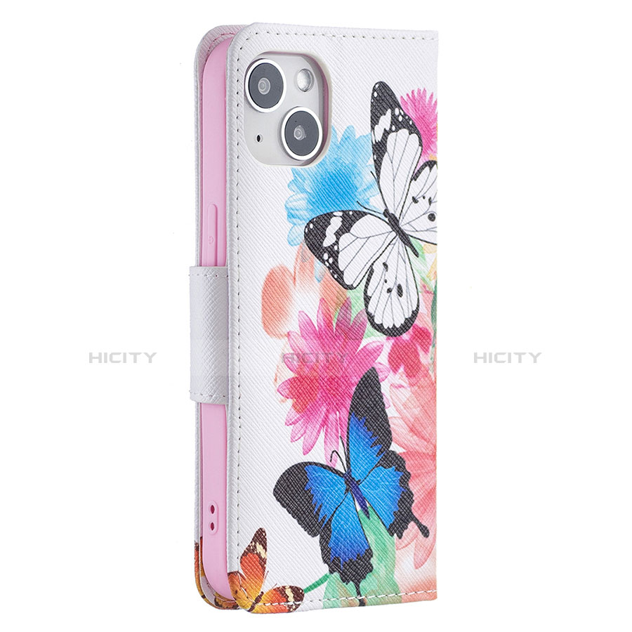 Handytasche Stand Schutzhülle Flip Leder Hülle Schmetterling L01 für Apple iPhone 13 Mini Rosa