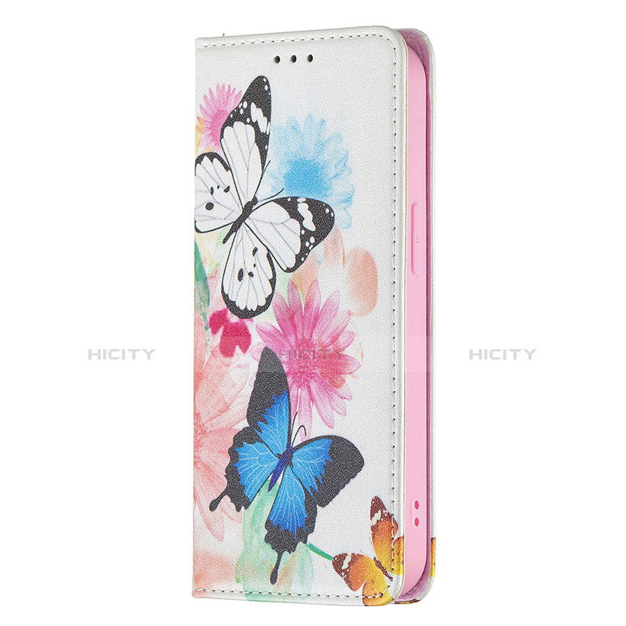 Handytasche Stand Schutzhülle Flip Leder Hülle Schmetterling L01 für Apple iPhone 13 Pro Max Rosa