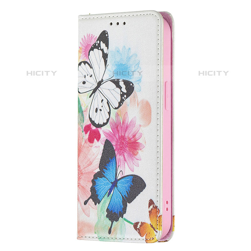 Handytasche Stand Schutzhülle Flip Leder Hülle Schmetterling L01 für Apple iPhone 15 Pro Rosa