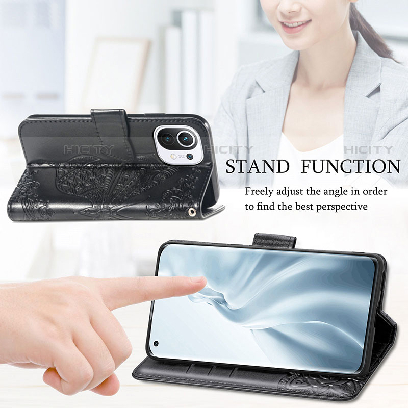 Handytasche Stand Schutzhülle Flip Leder Hülle Schmetterling L02 für Xiaomi Mi 11 5G