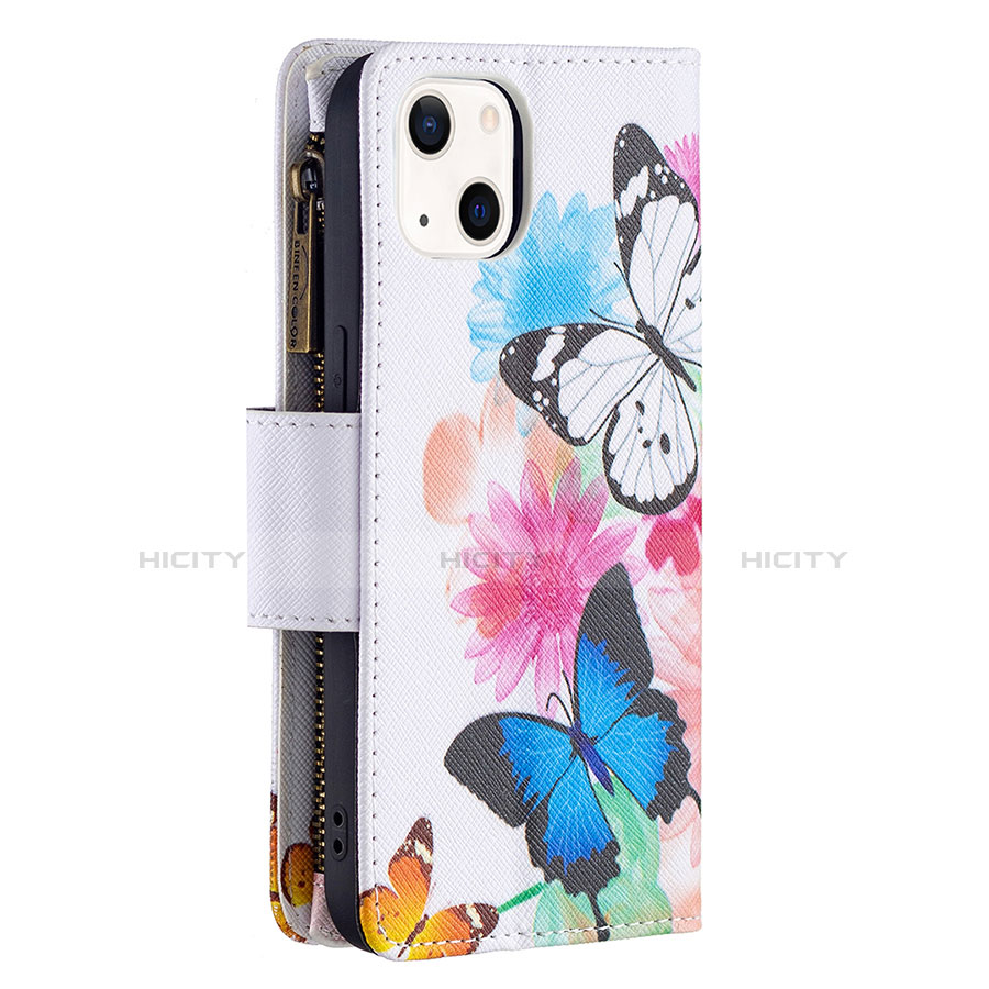 Handytasche Stand Schutzhülle Flip Leder Hülle Schmetterling L03 für Apple iPhone 13 Rosa