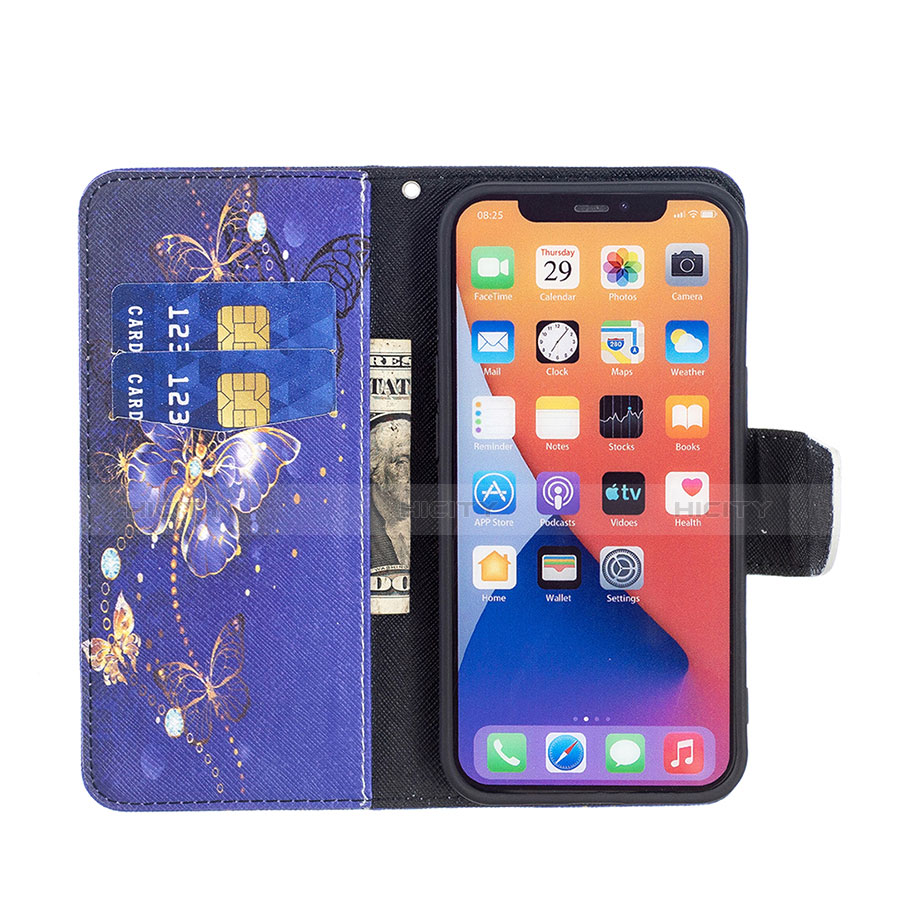 Handytasche Stand Schutzhülle Flip Leder Hülle Schmetterling L07 für Apple iPhone 13 Königs Blau