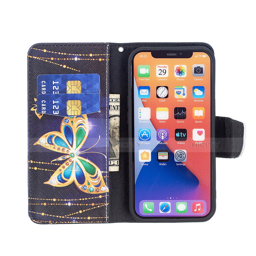 Handytasche Stand Schutzhülle Flip Leder Hülle Schmetterling L07 für Apple iPhone 13 Mini Plusfarbig