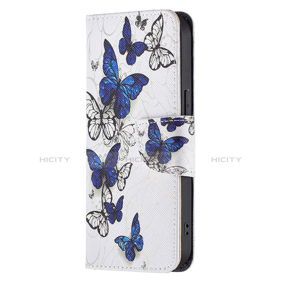 Handytasche Stand Schutzhülle Flip Leder Hülle Schmetterling L07 für Apple iPhone 13 Pro Max Weiß