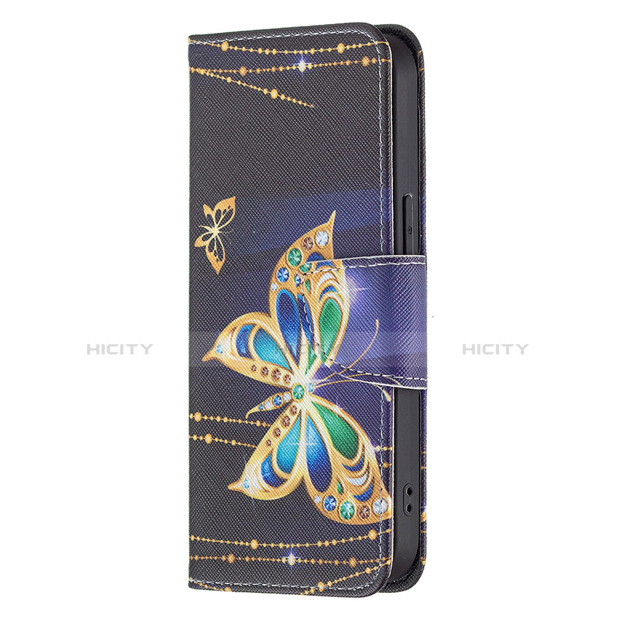 Handytasche Stand Schutzhülle Flip Leder Hülle Schmetterling L07 für Apple iPhone 13 Pro Plusfarbig