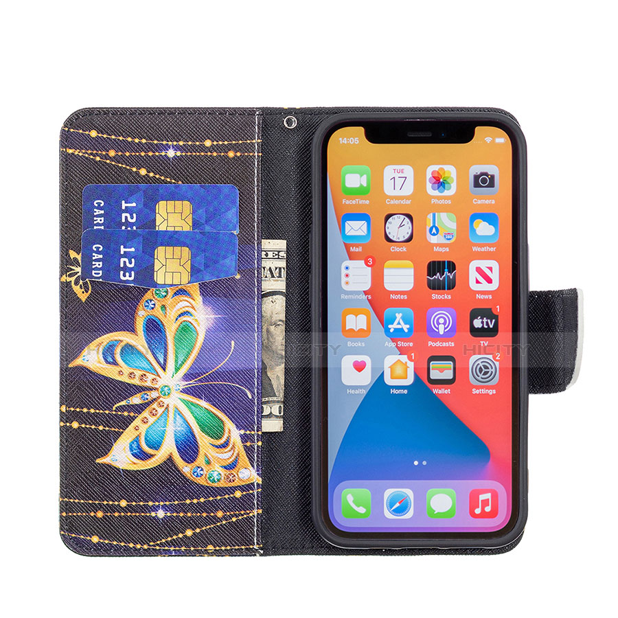 Handytasche Stand Schutzhülle Flip Leder Hülle Schmetterling L07 für Apple iPhone 13 Pro Plusfarbig