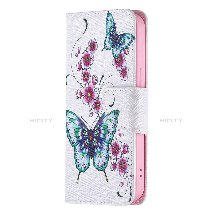 Handytasche Stand Schutzhülle Flip Leder Hülle Schmetterling L07 für Apple iPhone 13 Pro Rosa