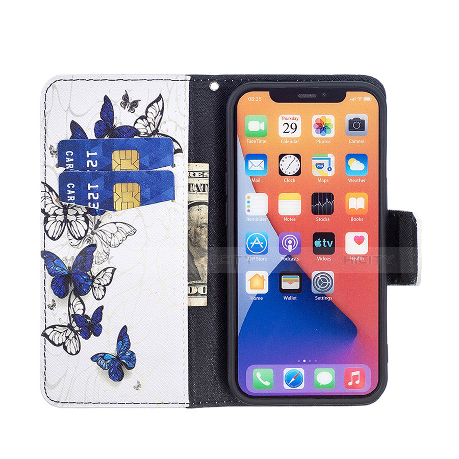 Handytasche Stand Schutzhülle Flip Leder Hülle Schmetterling L07 für Apple iPhone 14 Plus Rosa