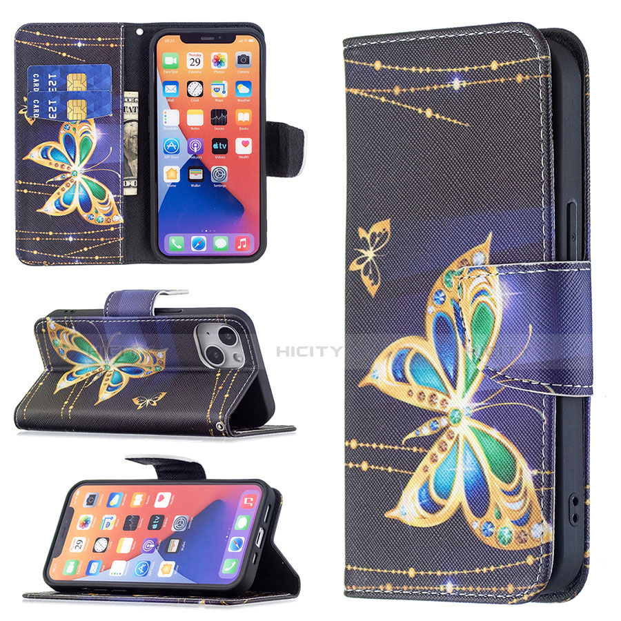 Handytasche Stand Schutzhülle Flip Leder Hülle Schmetterling L07 für Apple iPhone 14 Plusfarbig