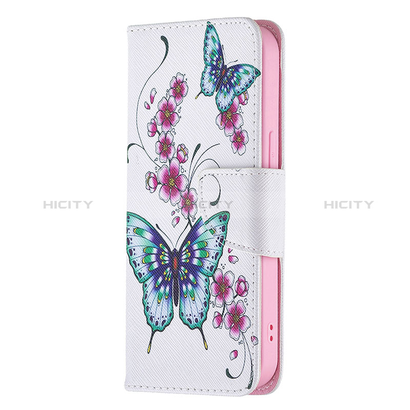 Handytasche Stand Schutzhülle Flip Leder Hülle Schmetterling L07 für Apple iPhone 14 Pro Rosa