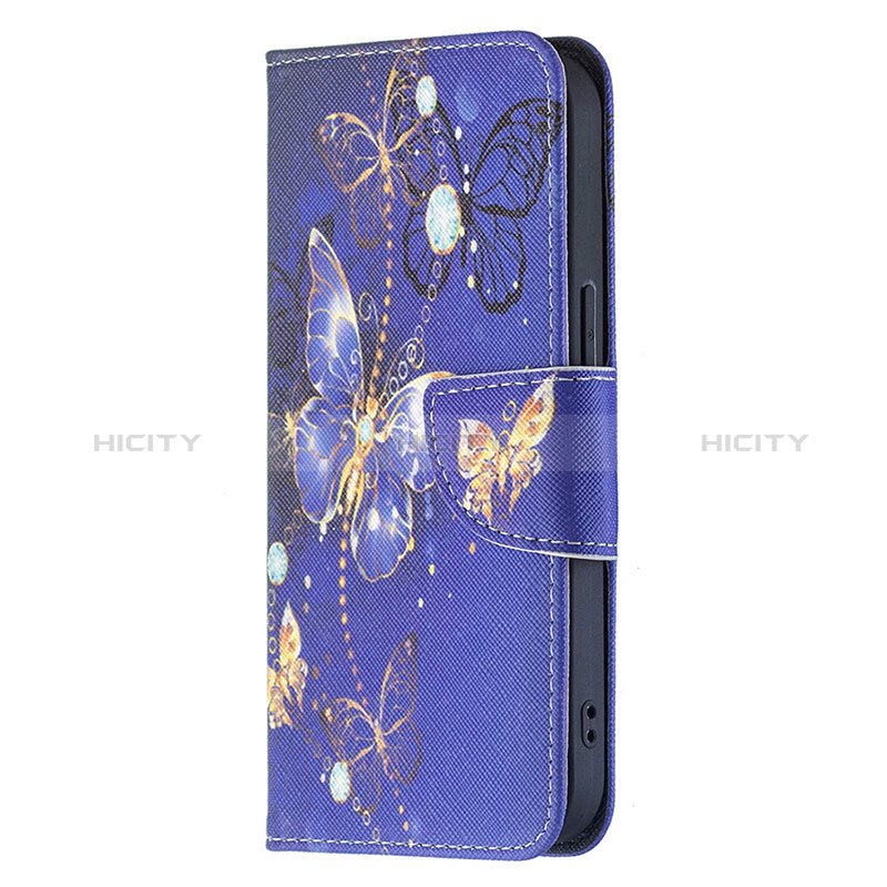 Handytasche Stand Schutzhülle Flip Leder Hülle Schmetterling L07 für Apple iPhone 15 Plus Königs Blau