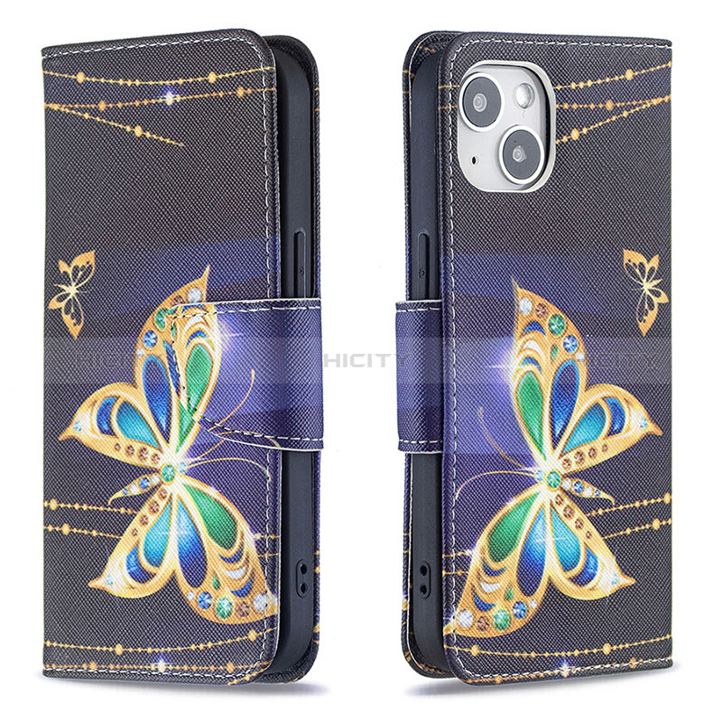 Handytasche Stand Schutzhülle Flip Leder Hülle Schmetterling L07 für Apple iPhone 15 Plusfarbig Plus