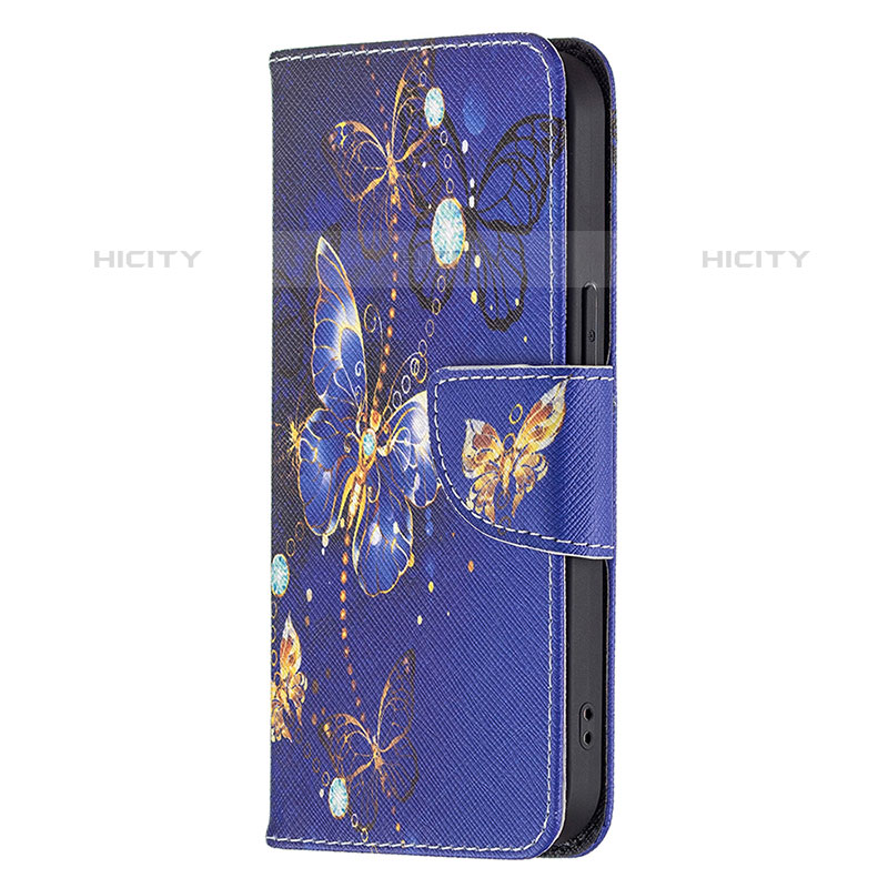 Handytasche Stand Schutzhülle Flip Leder Hülle Schmetterling L07 für Apple iPhone 15 Pro Max Königs Blau