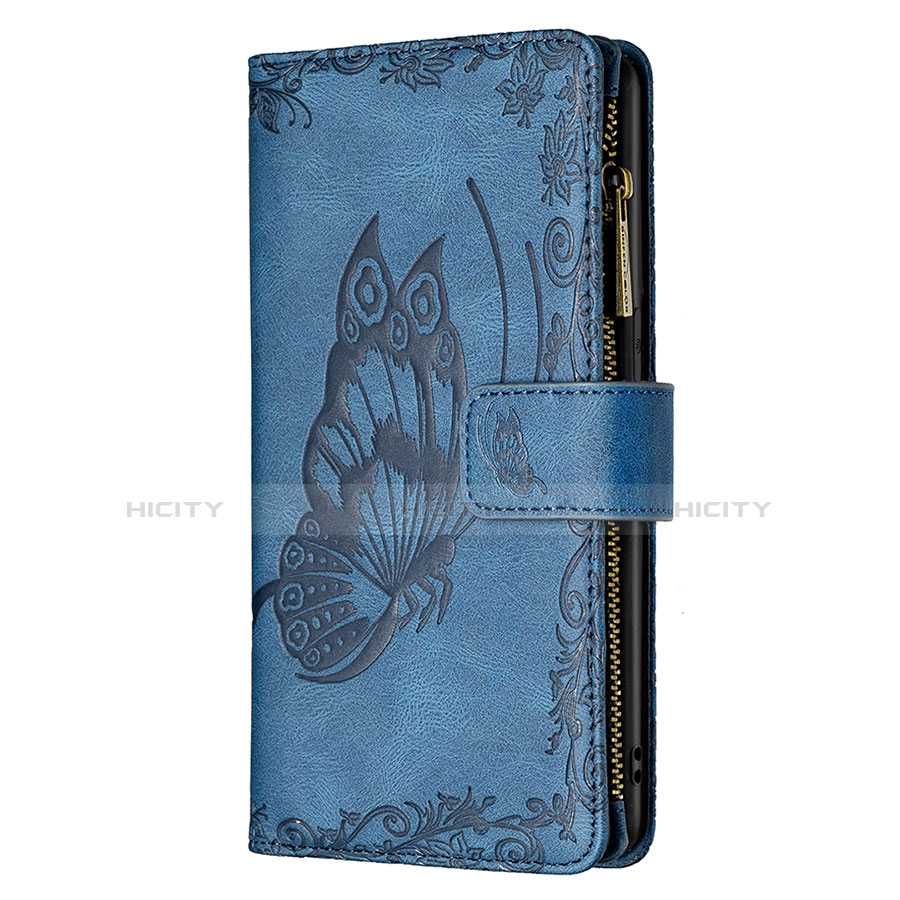 Handytasche Stand Schutzhülle Flip Leder Hülle Schmetterling L08 für Apple iPhone 13 Blau groß