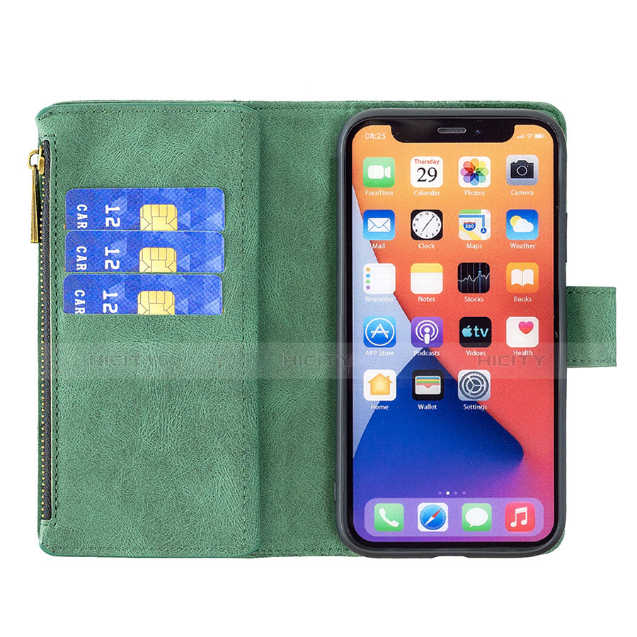 Handytasche Stand Schutzhülle Flip Leder Hülle Schmetterling L08 für Apple iPhone 13 Grün