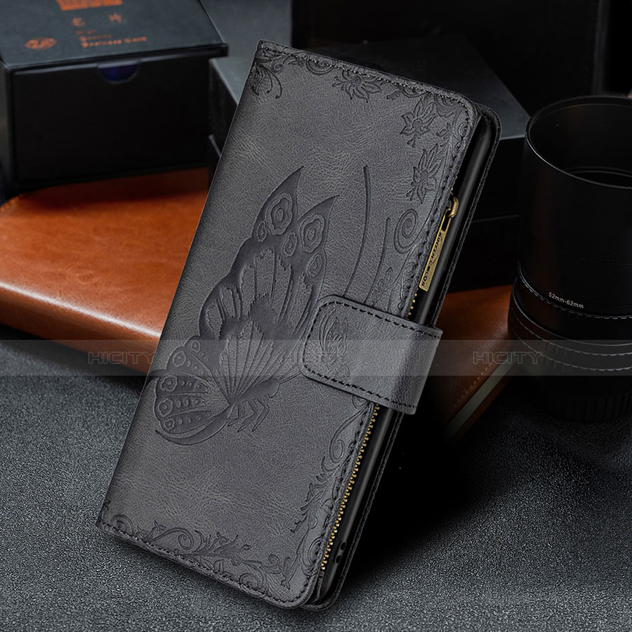 Handytasche Stand Schutzhülle Flip Leder Hülle Schmetterling L08 für Apple iPhone 13 Mini Schwarz