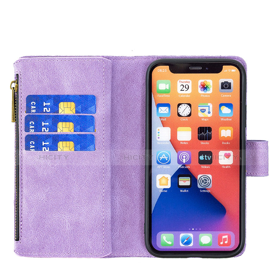 Handytasche Stand Schutzhülle Flip Leder Hülle Schmetterling L08 für Apple iPhone 13 Mini Violett