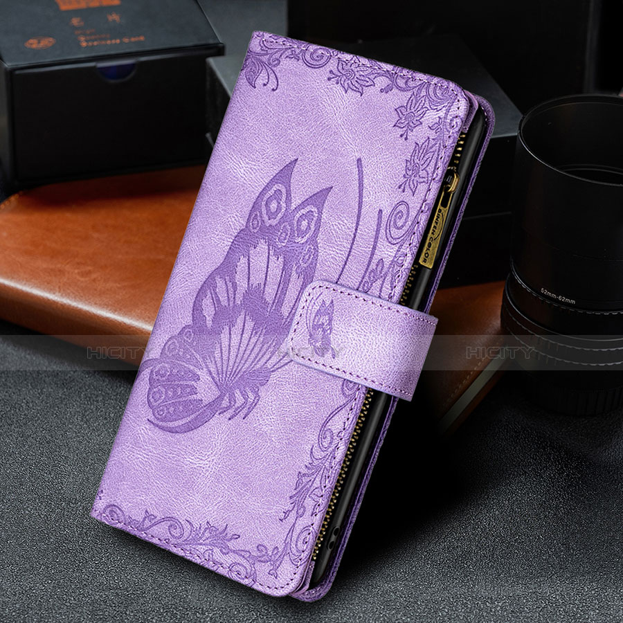 Handytasche Stand Schutzhülle Flip Leder Hülle Schmetterling L08 für Apple iPhone 13 Mini Violett